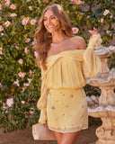 Dellie Pleated Off The Shoulder Top