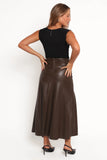 Haelee Faux Leather Skirt Brown