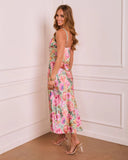 Sylvielle Floral Satin Bust Tie Maxi Dress