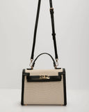 Izabella Contrast Trim Canvas Top Handle Bag
