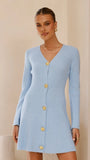 Catarina Long Sleeve Mini Dress Blue