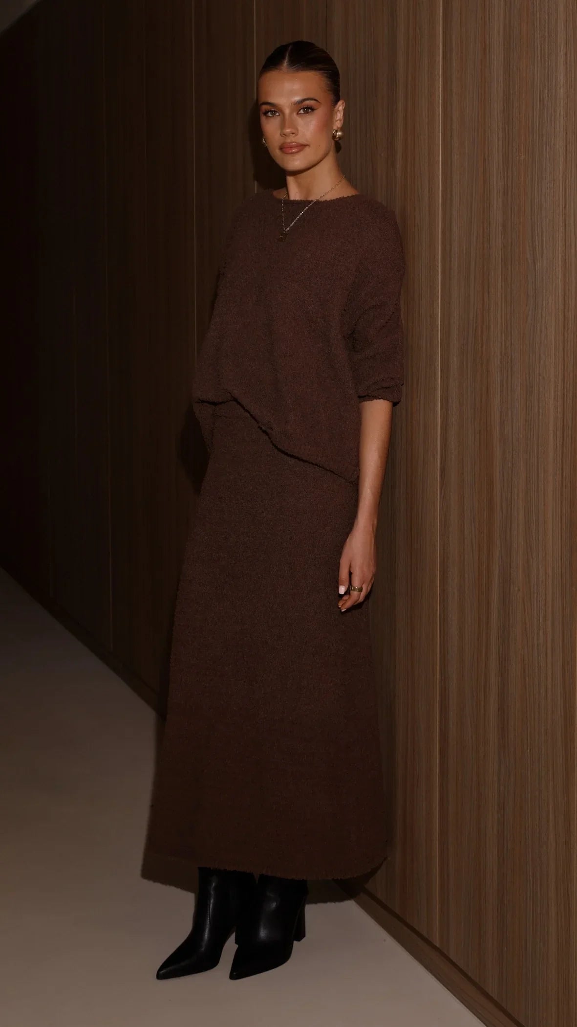 Cohen Knit Midi Skirt Chocolate