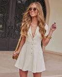 Soft Tailored Pleated Mini Shirt Dress