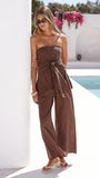 Talia Strapless Top and Pants Set Brown