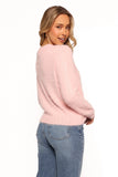 Aspra Fuzzy Crewneck Knit Sweater Pink