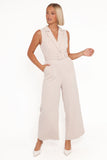 Sienna Belted Jumpsuit Beige