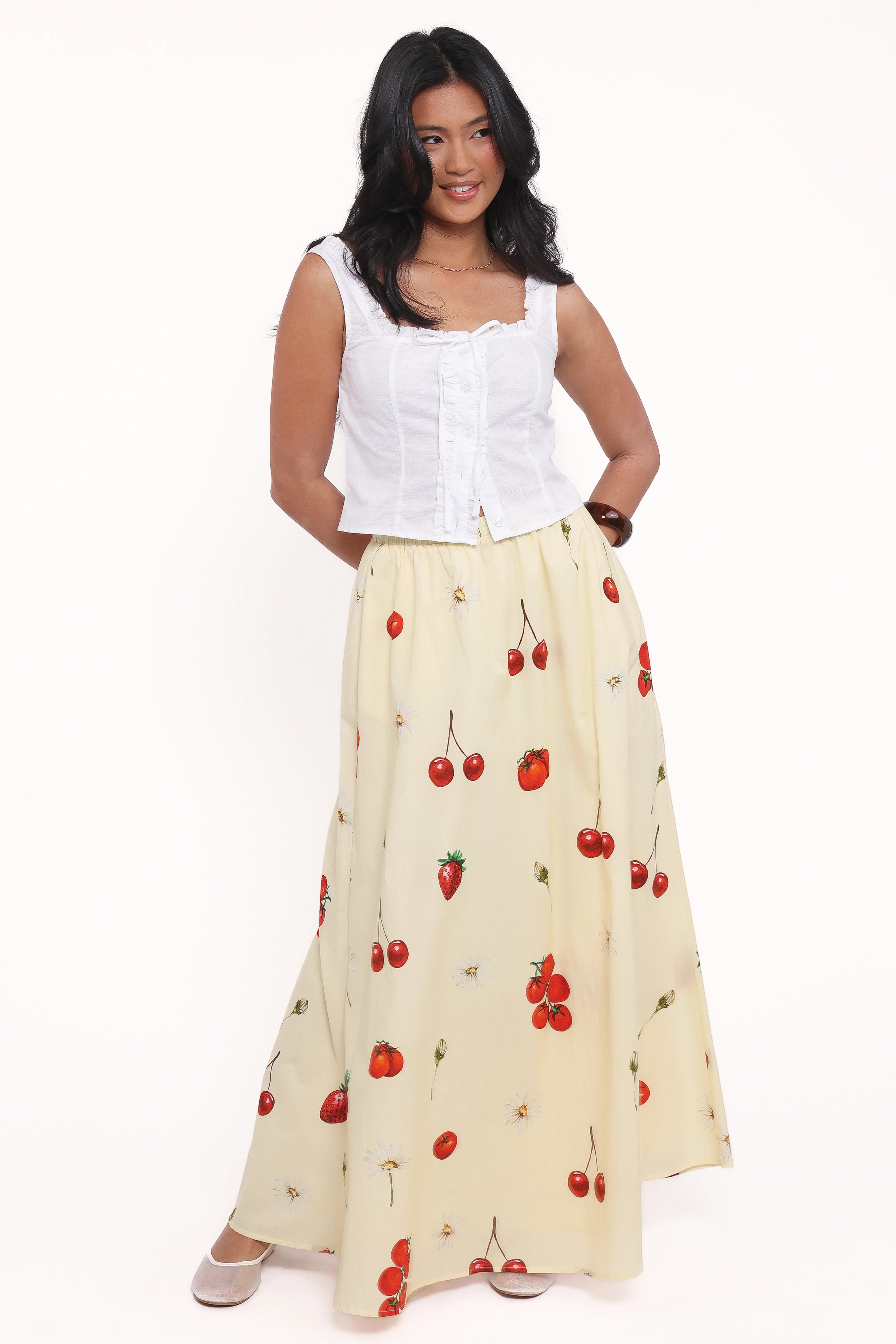 Remira Midi Skirt Yellow Cherry