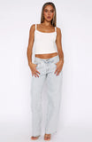 Bring The Style Low Rise Wide Leg Jeans Glacier Blue
