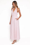 Marie Halterneck Maxi Dress Pink Stripe