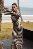 Cherie Knit Maxi Dress Sand Black