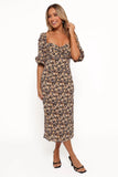 Oona Midi Dress Black Ditsy Floral