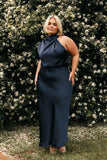 Anabelle Halter Neck Midi Dress Navy
