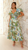 Balthazar Maxi Dress Green Blue Print