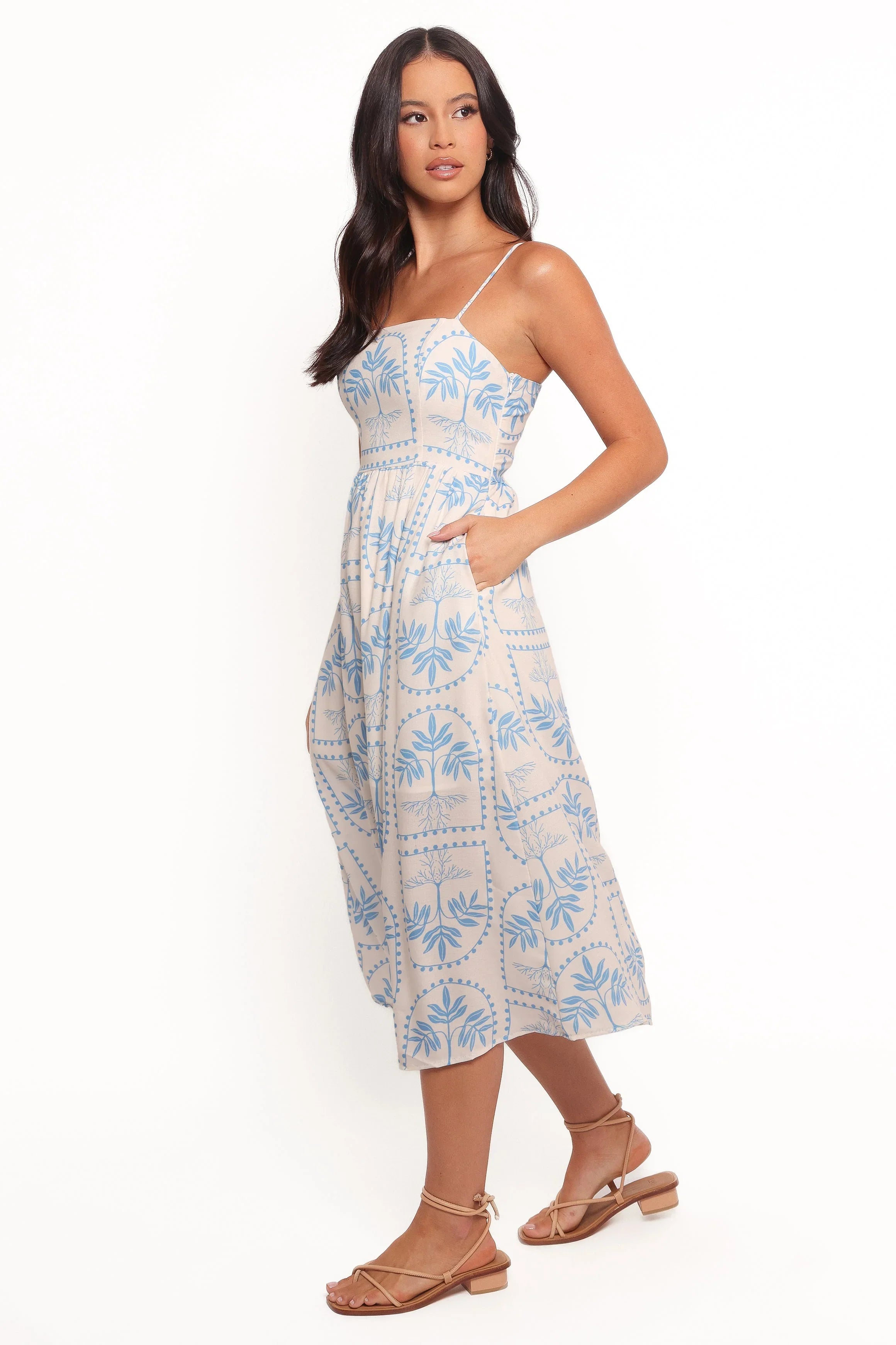 Cathy Midi Dress Blue White