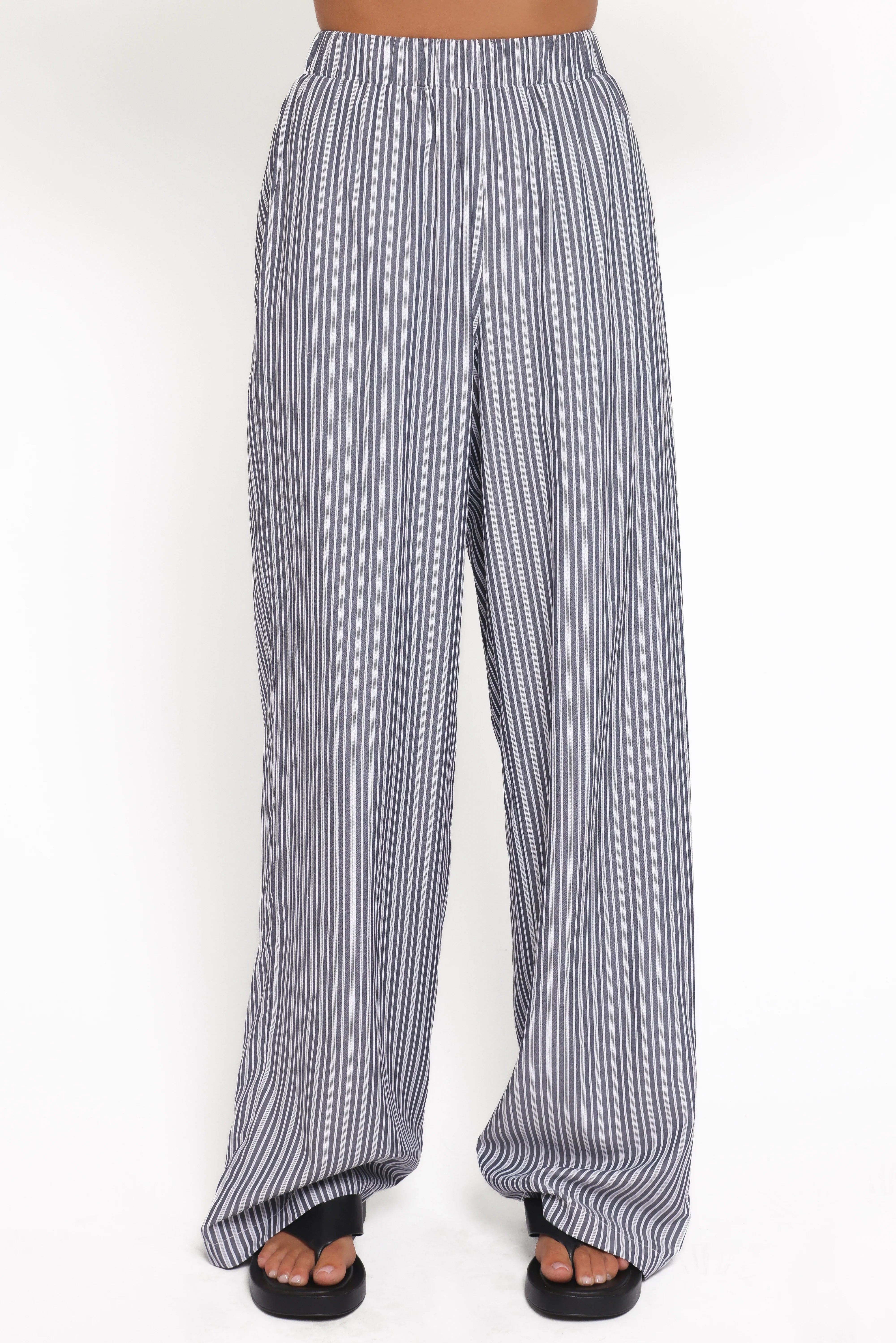 Melanie Pant Set Charcoal Stripe