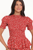 Zoella Peplum Top Red Floral
