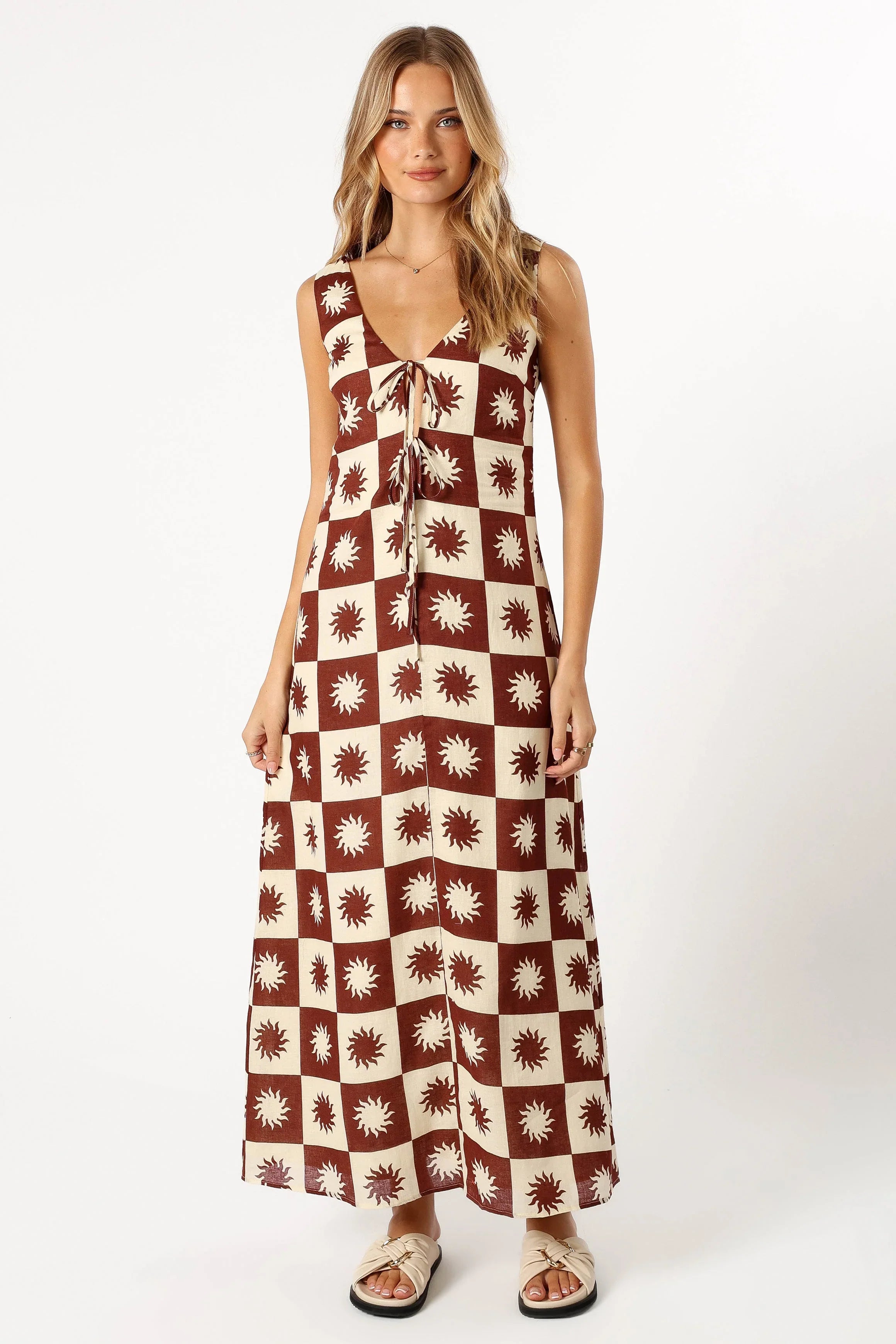 Carson Midi Dress Brown Cream