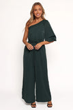 Hedda One Shoulder Jumpsuit Emerald