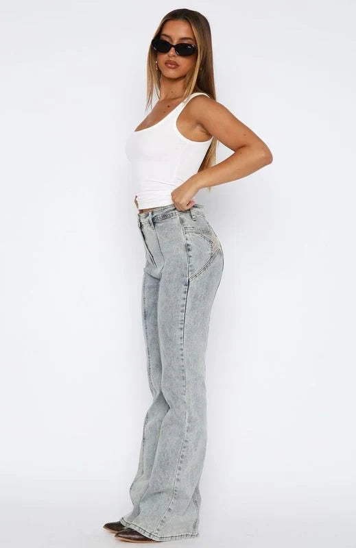 Zoe High Rise Bootleg Jeans Light Blue Acid