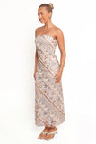 Saskia Strapless Midi Dress Brown