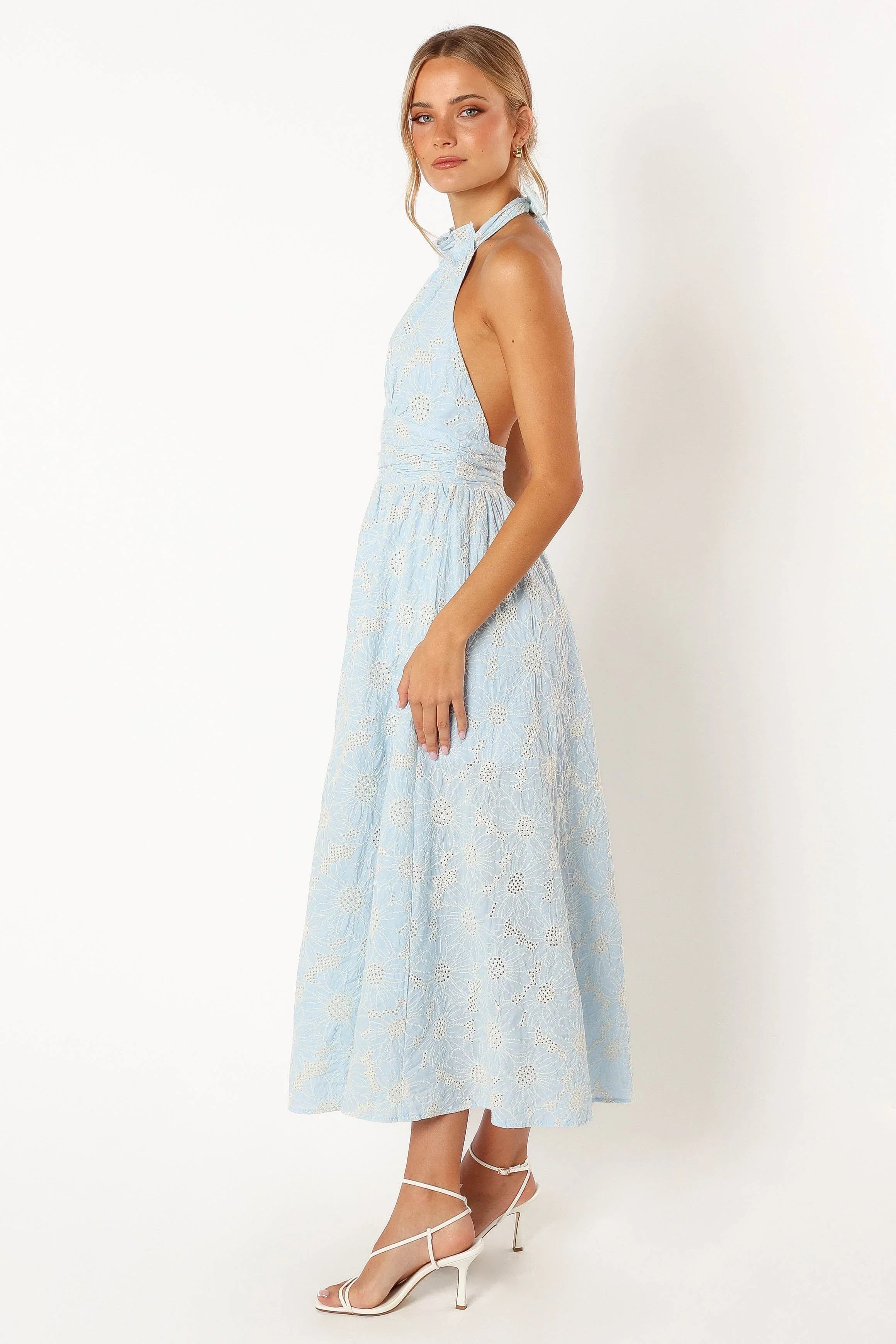 Taila Halterneck Midi Dress Blue Floral