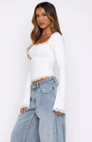 Queen Of Hearts Long Sleeve Lace Trimmed Top White