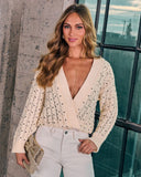 Carminia Knit Faux Pearl Cardigan
