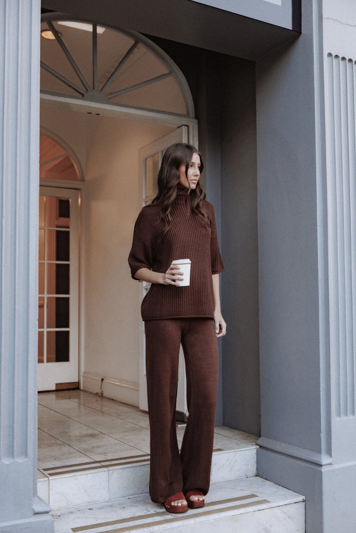 Remii Knit Pant Set Chocolate