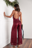 Khianna Sequin One Shoulder Jumpsuit Red