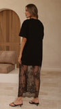 Kai Lace T Shirt Maxi Dress Black