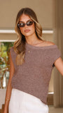Robin Off Shoulder Top Chocolate