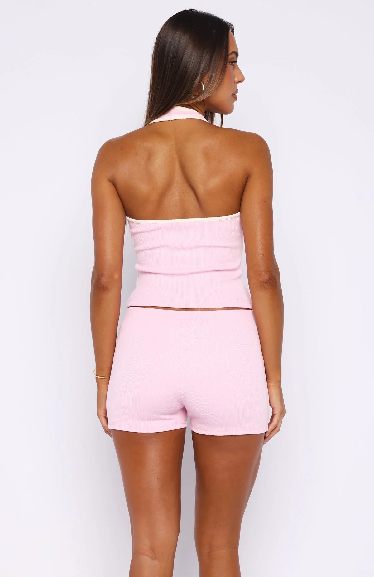 Doing My Best Ribbed Halter Top Pink