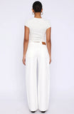 Kendall Mid Rise Wide Leg Jeans Off White