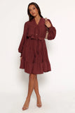 Pierce Long Sleeve Mini Dress Dark Wine