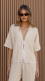 Hartley Tie Shirt Beige White