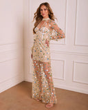 Bold Grace Floral Mesh Corset Maxi Dress