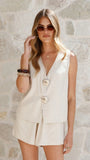 Elle Vest and Shorts Set Oatmeal