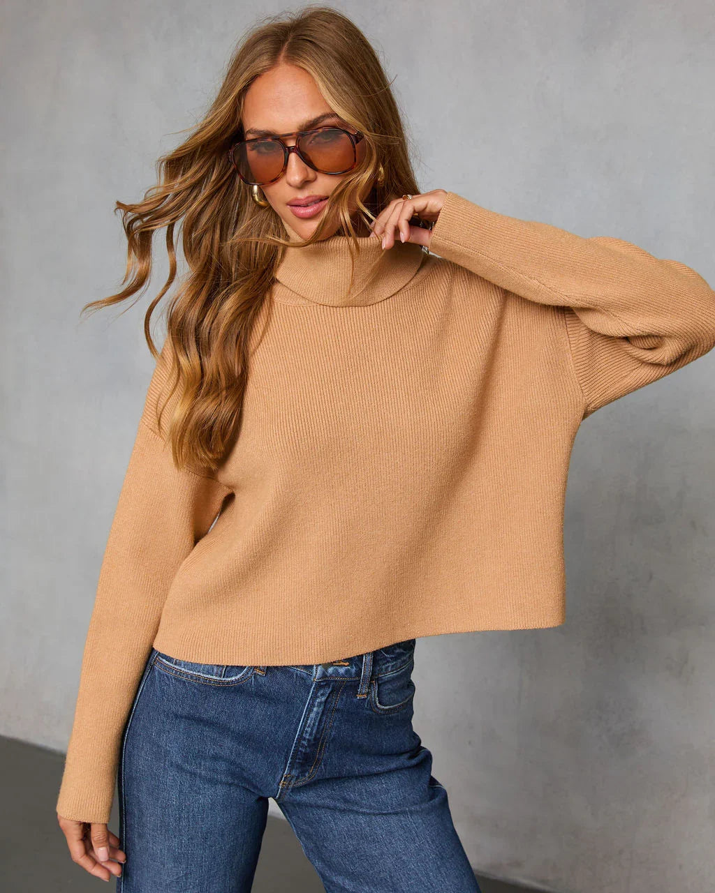 Latte Lover Turtleneck Knit Sweater