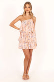 Loella One Shoulder Mini Dress Pink Floral
