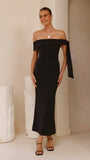 Halen Off Shoulder Midi Dress Black