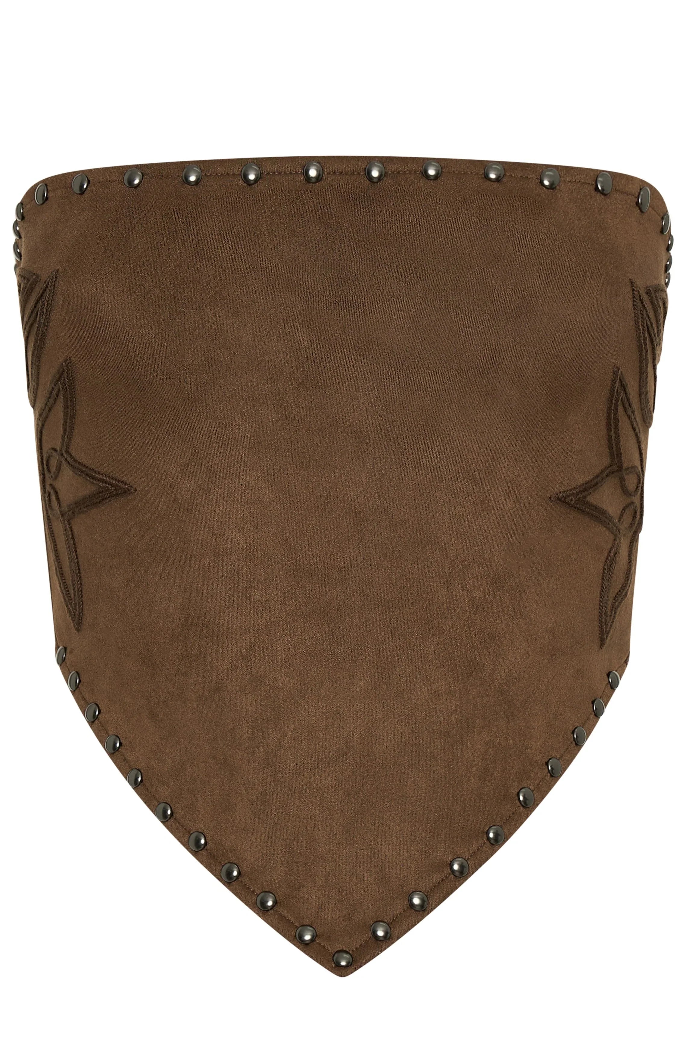 Rumours Strapless Faux Suede Top Chocolate