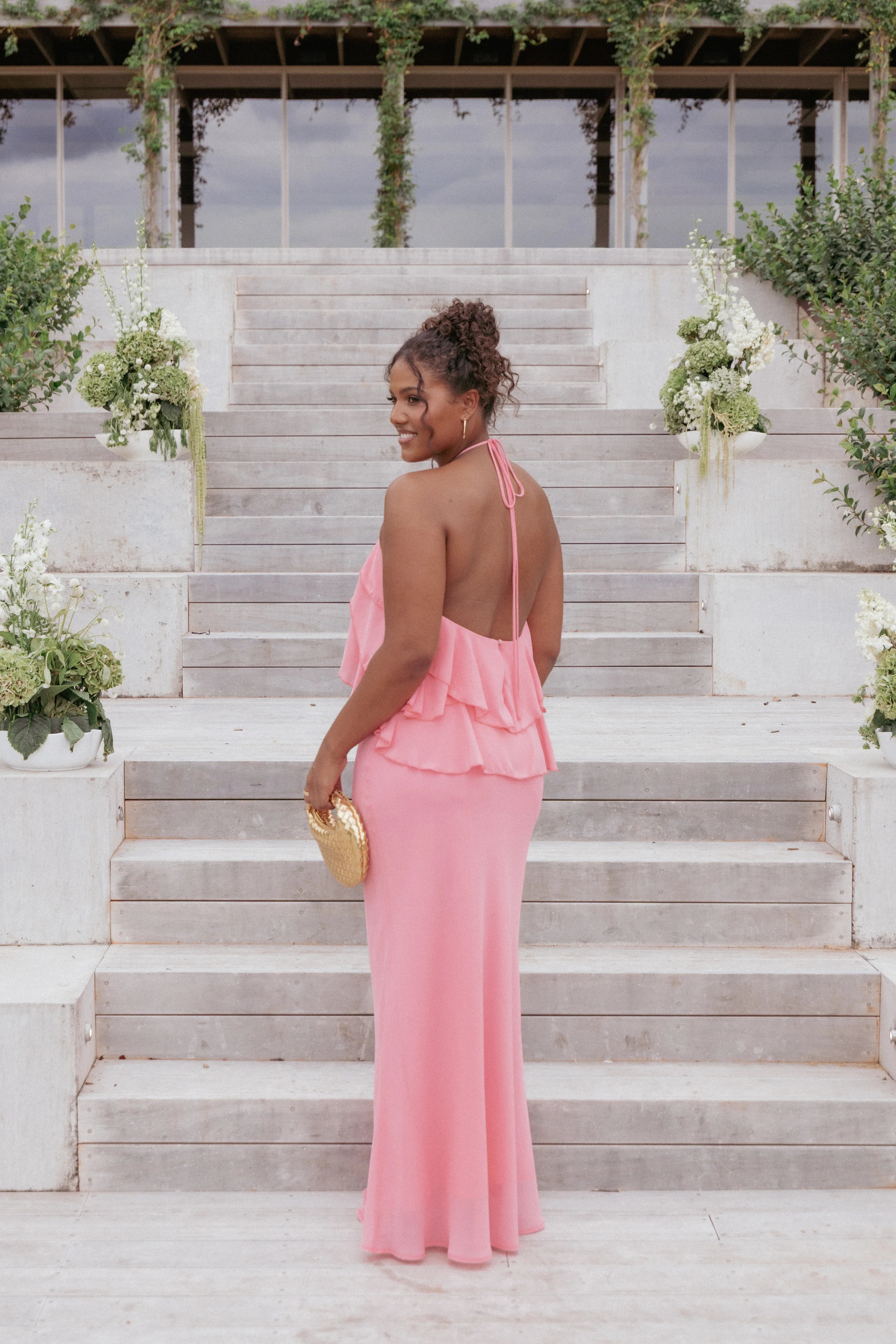 Zorina Halterneck Maxi Dress Coral