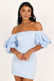 Fern Puff Sleeve Mini Dress Icy Blue