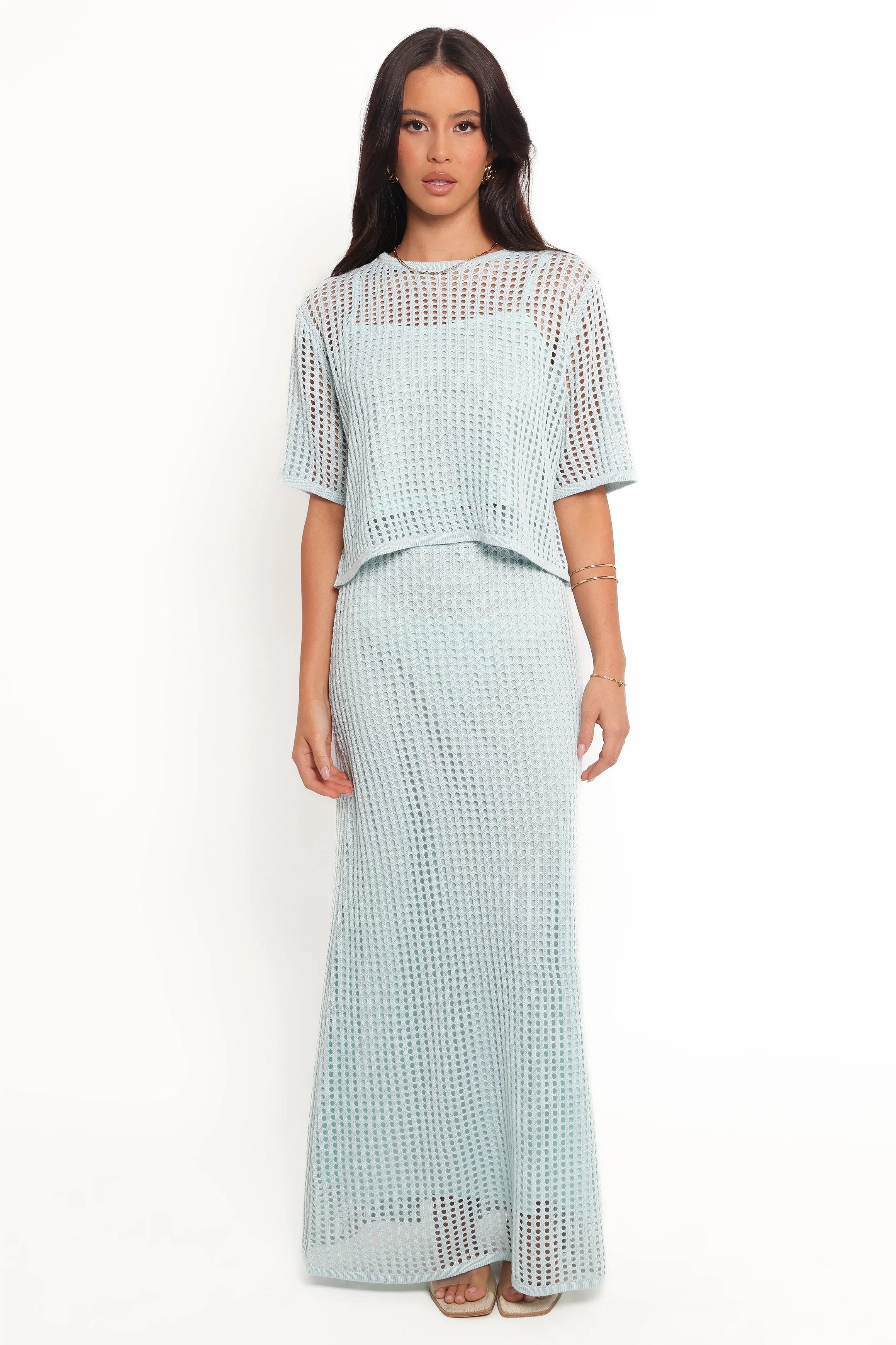 Kinnie Knit Skirt Set Light Blue