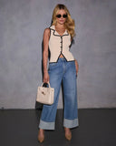 Solene Collared Contrast Trim Sweater Tank
