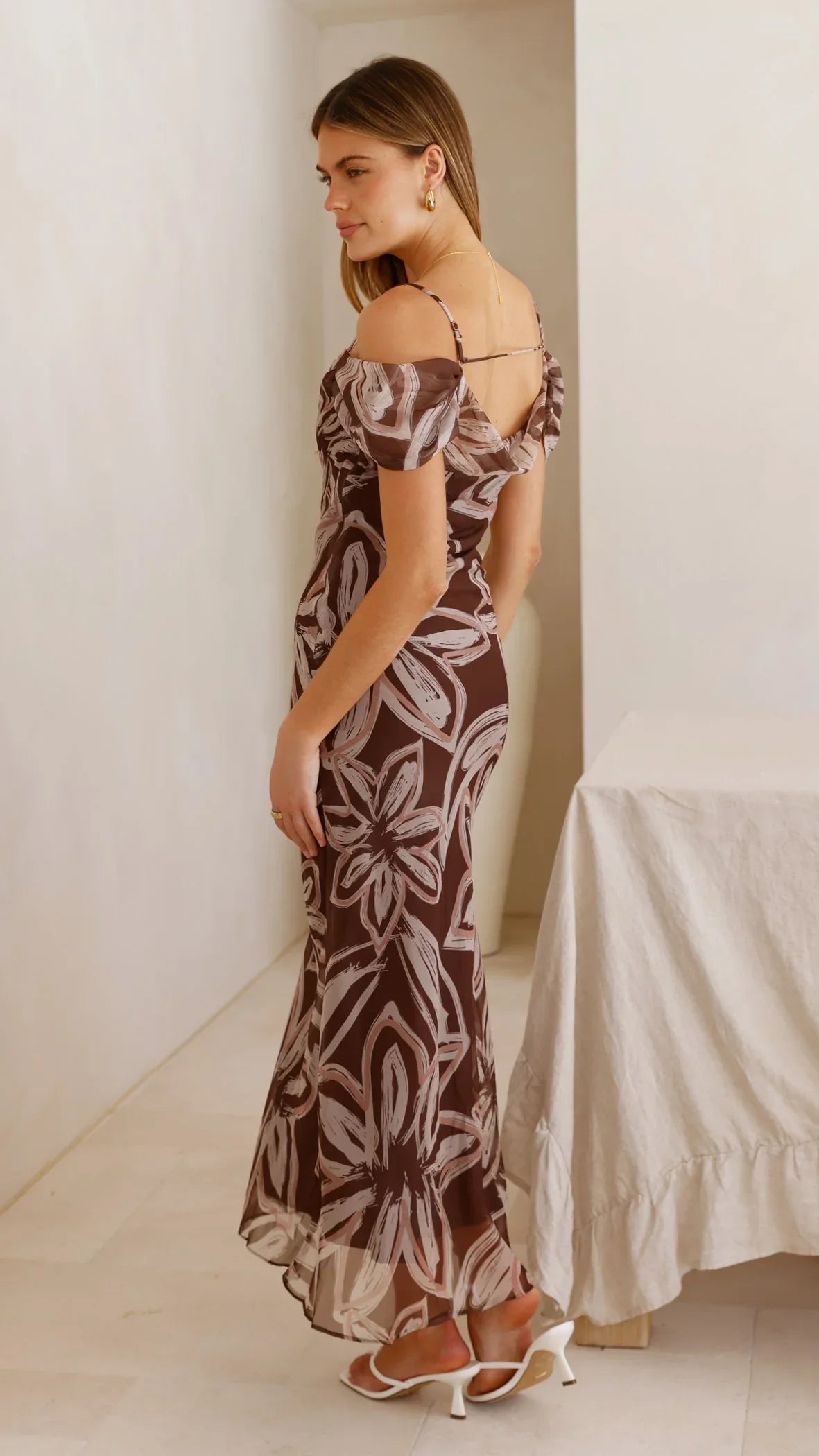 Adrianna Maxi Dress Brown Floral