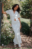 Steele Bias Maxi Skirt White Vintage Floral