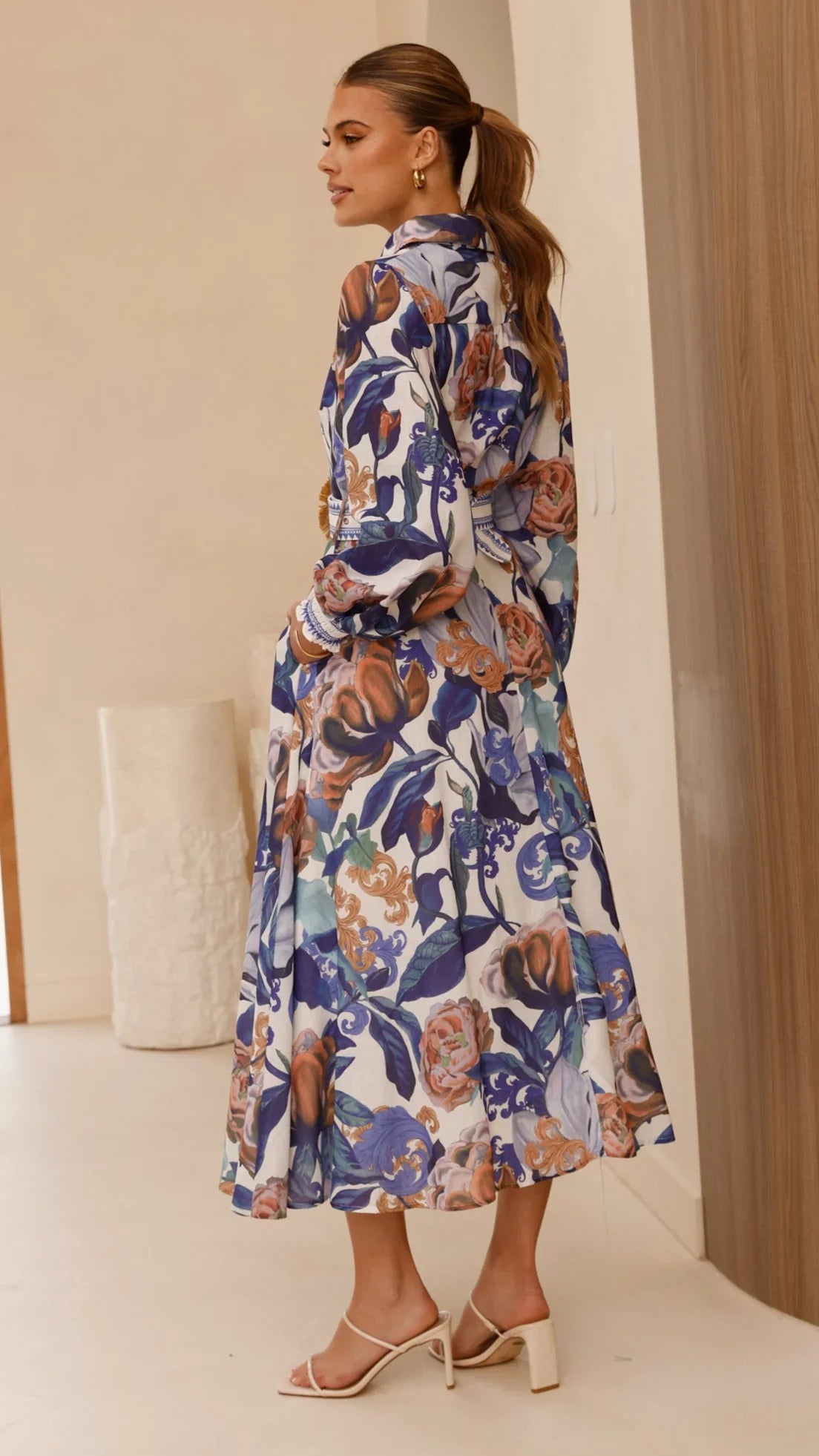 Aida Long Sleeve Maxi Dress Azure Blue