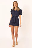 Riley Waist Tie Romper Navy