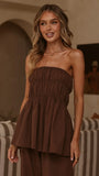 Maison Strapless Top Pants Set Chocolate